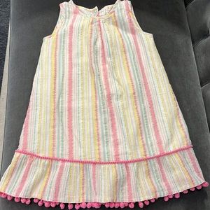 Egg New York girls woven dress with pompon fringe